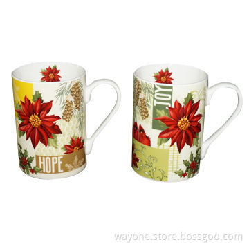 Fine China/Porcelain Classic Mugs with Christmas Design and 9oz Volume, Ideal for Gift and Promotion